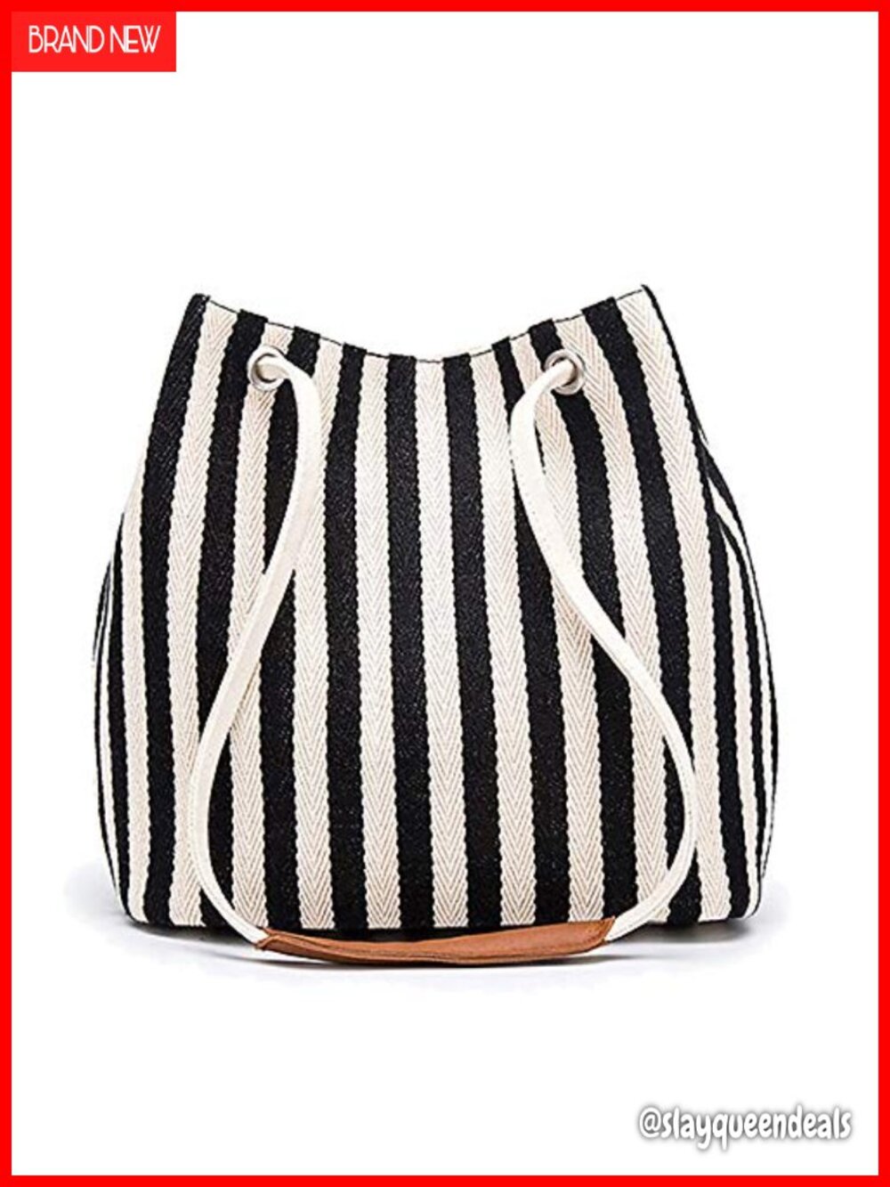 Canvas Striped Hobo Tote Bag Adjustable Shoulder Crossbody